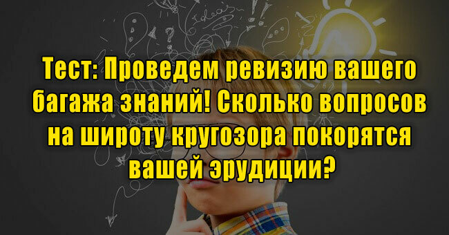 Проведем ревизию вашего багажа знаний! Сколько вопросов на широту кругозора покорятся вашей эрудиции?