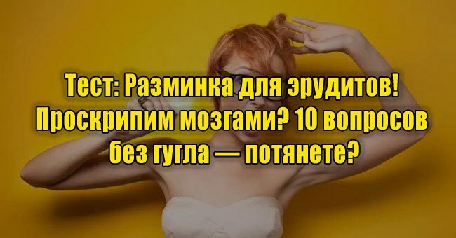 Разминка для эрудитов! Проскрипим мозгами? 10 вопросов без гугла — потянете?