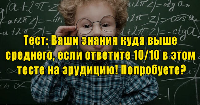 Ваши знания куда выше среднего, если ответите 10/10 в этом тесте на эрудицию! Попробуете?