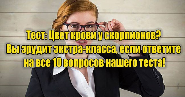 Цвет крови у скорпионов? Вы эрудит экстра-класса, если ответите на все 10 вопросов нашего теста!