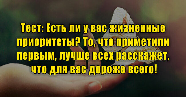 Есть ли у вас жизненные приоритеты? То, что приметили первым, лучше всех расскажет, что для вас дороже всего!