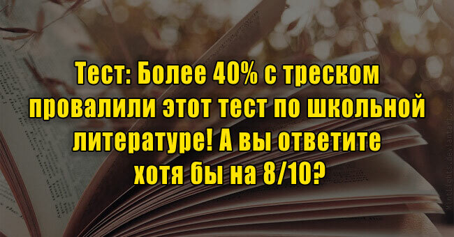 Более 40% с треском провалили этот тест по школьной литературе! А вы ответите хотя бы на 8/10?