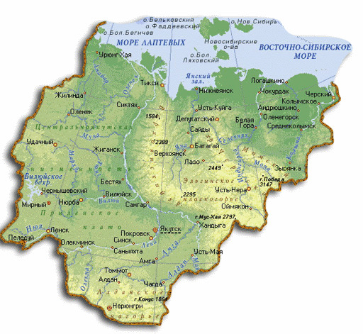Якутия карта с населенными пунктами