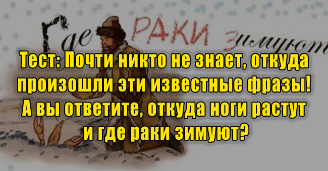 Никто не знает, откуда произошли эти известные фразы! А вы ответите, откуда ноги растут и где раки зимуют?