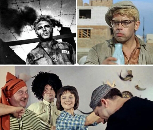 Кто из актёров снялся в этих трёх фильмах? Кавказская пленница, или Новые приключения Шурика. Судьба человека. Операция «Ы» и другие приключения Шурика