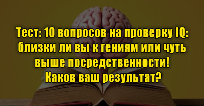 10 вопросов на проверку IQ: близки ли вы к гениям или чуть выше посредственности! Каков ваш результат?