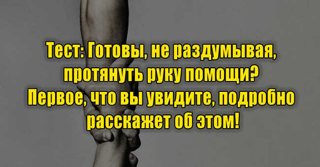 Готовы, не раздумывая, протянуть руку помощи? Первое, что вы увидите, подробно расскажет об этом!