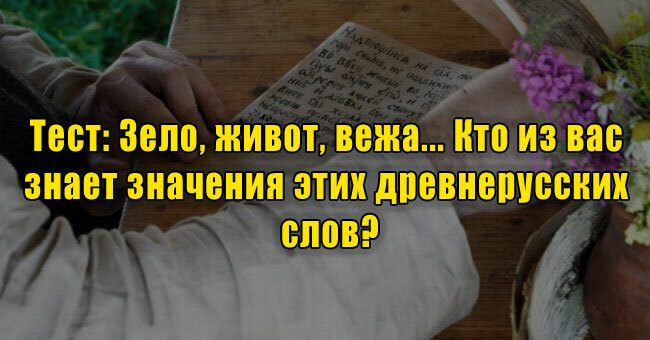 Зело, живот, вежа... Кто из вас знает значения этих древнерусских слов?