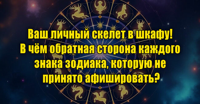 Ваш личный скелет в шкафу! В чём обратная сторона каждого знака зодиака, которую не принято афишировать?