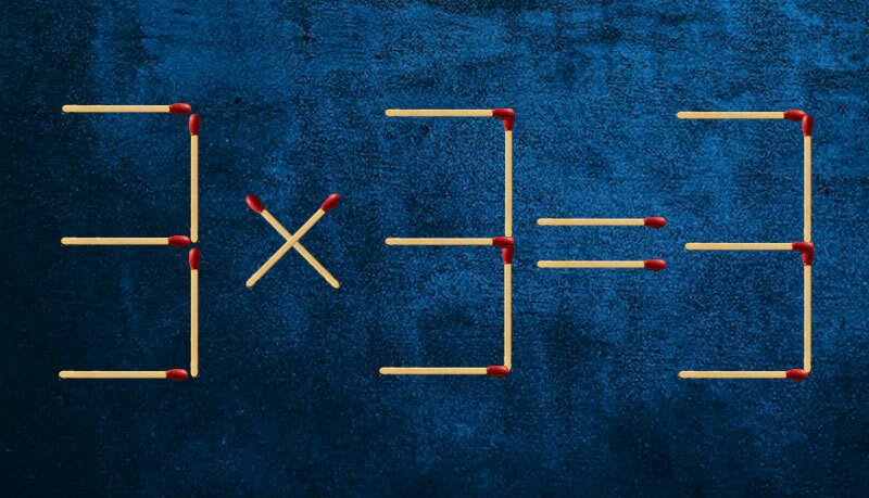 Переложите 1 спичку, чтобы исправить пример