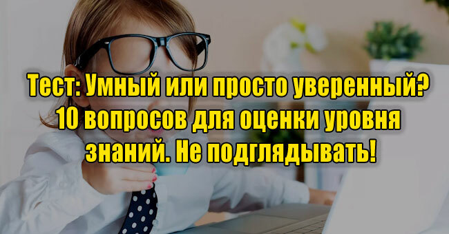Умный или просто уверенный? 10 вопросов для оценки уровня знаний. Не подглядывать!