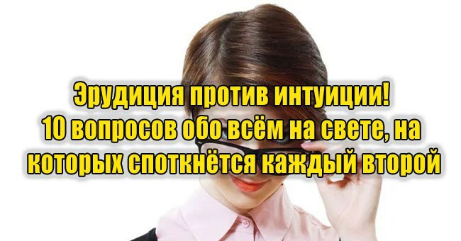 Эрудиция против интуиции! 10 вопросов обо всём на свете, на которых споткнётся каждый второй
