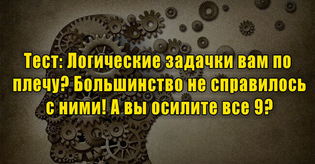 Логические задачки вам по плечу? Большинство не справилось с ними! А вы осилите все 9?