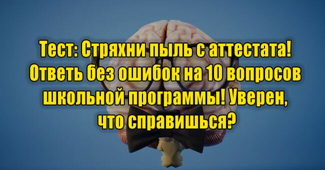 Стряхни пыль с аттестата! Ответь без ошибок на 10 вопросов школьной программы! Уверен, что справишься?