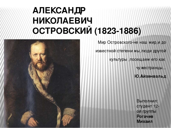 Александр николаевич островский презентация жизнь и творчество