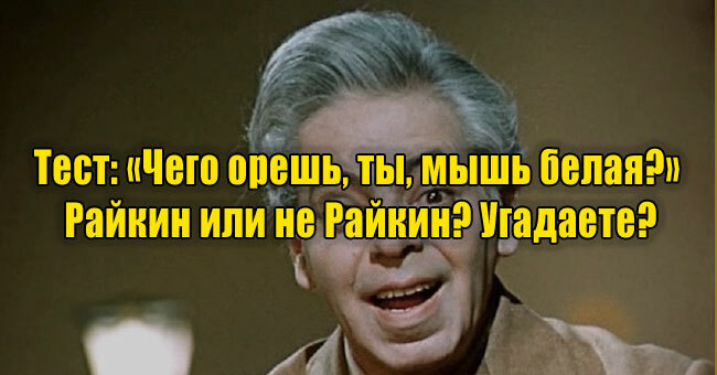«Чего орешь, ты, мышь белая?» Райкин или не Райкин? Угадаете?
