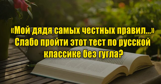 «Мой дядя самых честных правил...» Слабо пройти этот тест по русской классике без гугла?