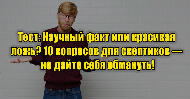 Научный факт или красивая ложь? 10 вопросов для скептиков — не дайте себя обмануть!
