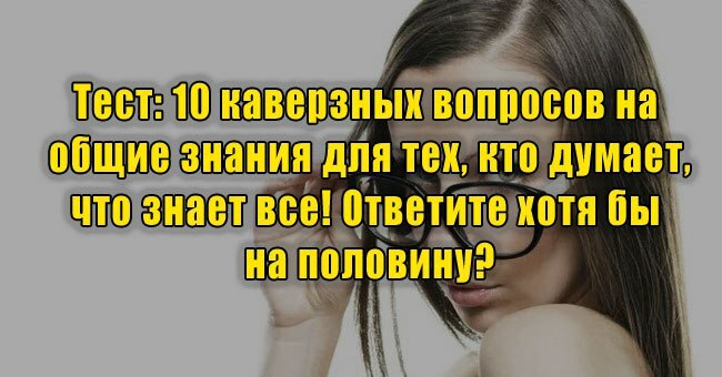 10 каверзных вопросов на общие знания для тех, кто думает, что знает все! Ответите хотя бы на половину?