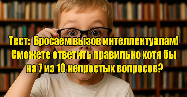 Бросаем вызов интеллектуалам! Сможете ответить правильно хотя бы на 7 из 10 непростых вопросов?