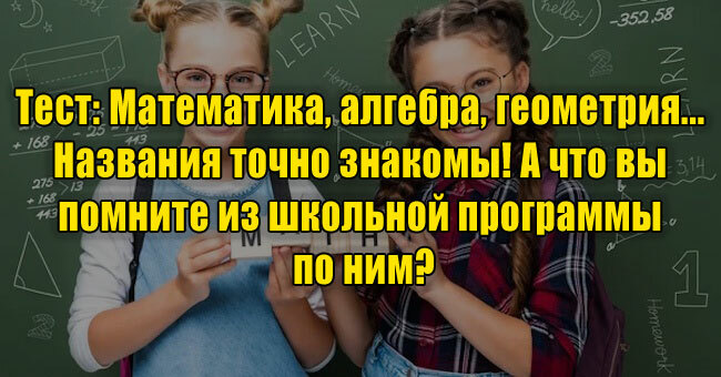 Математика, алгебра, геометрия... Названия точно знакомы! А что вы помните из школьной программы по ним?