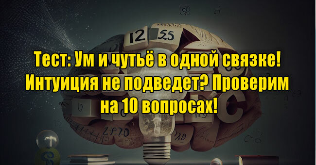 Ум и чутьё в одной связке! Интуиция не подведет? Проверим на 10 вопросах!